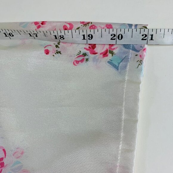 Pink K Floral Sleepwear Size L Satin Robe Nightgown Set Lace Trim Belted VTG Y2K - Picture 13 of 16